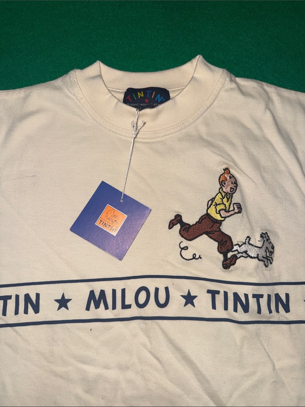Vintage 2000 Tin Tin & Milou Herge Moulinsart Graphic Tshirt Off White